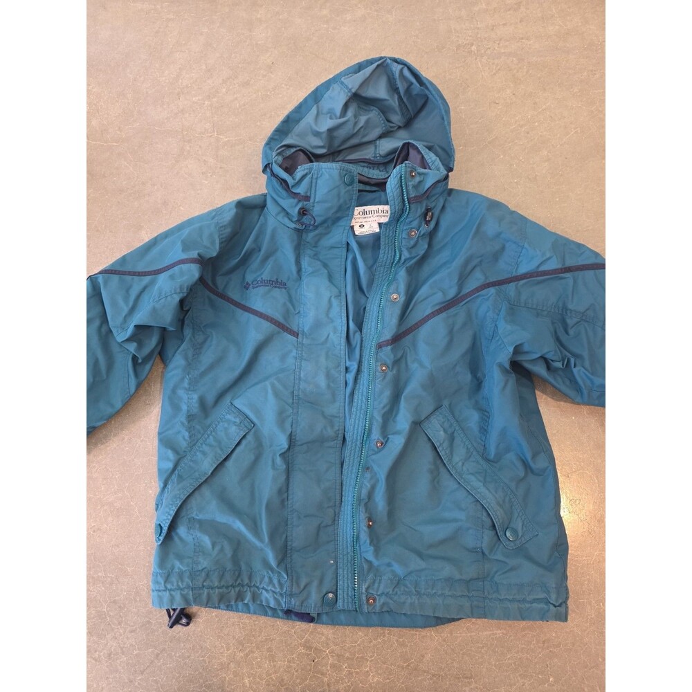 Vintage Columbia Sportswear Wind Rain Blue Womens Hooded Full Zip Jacket